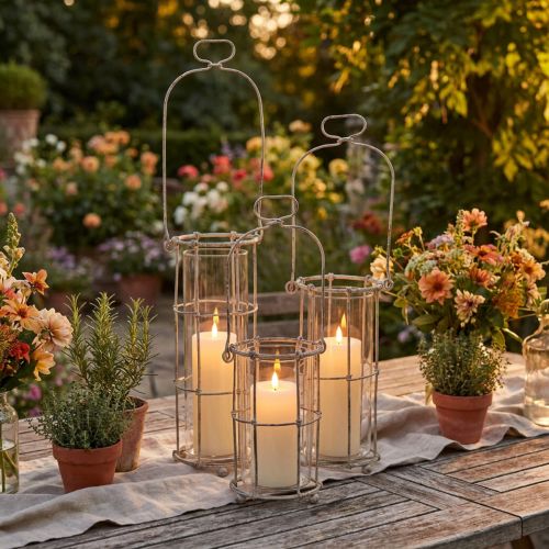 Lantern garden, metal lantern Ø8.5cm H23/18.5/14.5cm set of 3 | Floristik24.ie