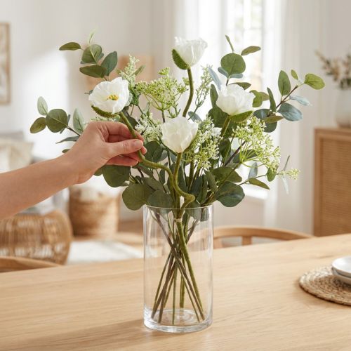Artificial Flower Artificial Poppy Corn Rose White L55/60/70cm Set of 3 | Floristik24.ie