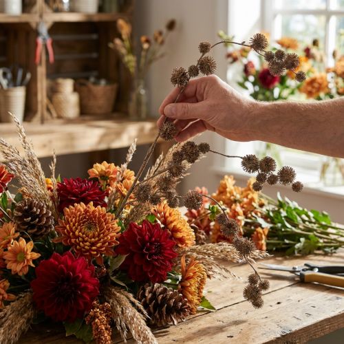 Decorative Branch Plane Tree with Fruits Autumn Decoration Artificial Plane Tree Brown L82cm Ø2-4cm | Floristik24.ie