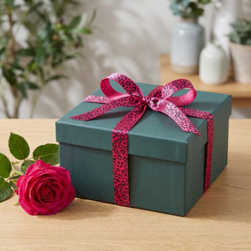 Product Decorative ribbon with leopard print, pink, 15mm x 18m