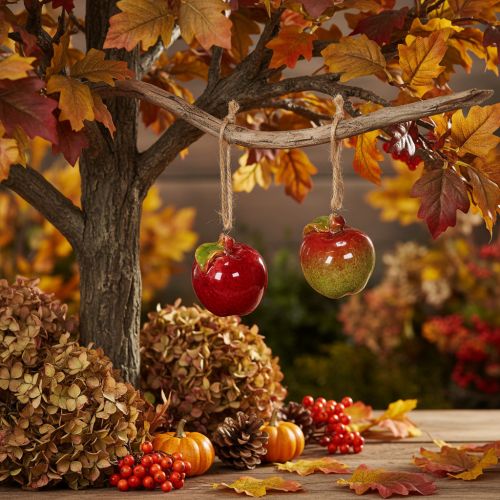 Autumn decoration apple ceramic for hanging 5cm 4pcs | Floristik24.ie