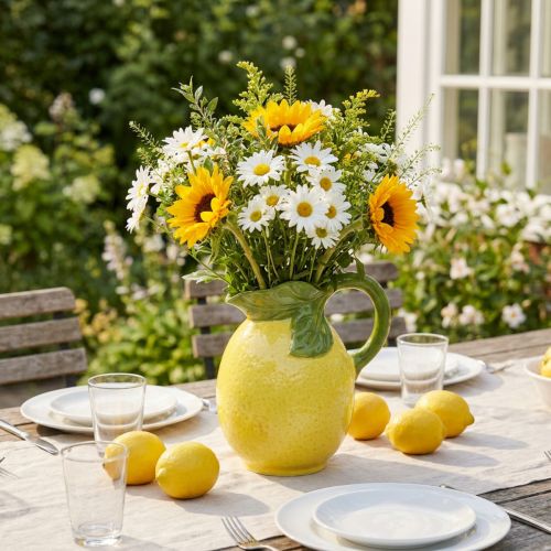 Lemon vase ceramic decorative jug lemons yellow H18.5cm | Floristik24.ie