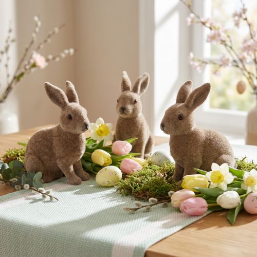 Decorative rabbit 14cm flocked 4 pcs. | Floristik24.ie