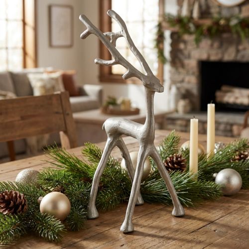 Reindeer decoration deer figure metal grey clay optics H27.5cm | Floristik24.ie