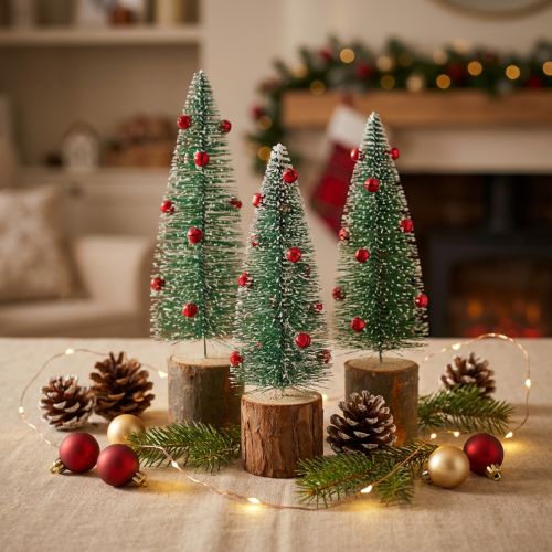 Christmas tree green snowed Ø6cm H20cm 4pcs | Floristik24.ie