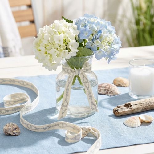 Decorative ribbon maritime cotton ribbon cream ropes 15mm 20m | Floristik24.ie