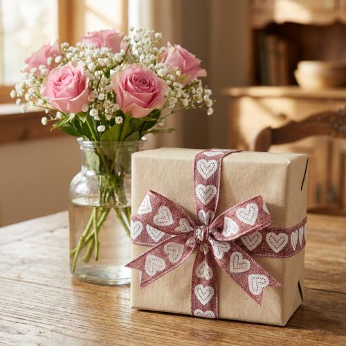 Gift ribbon hearts decorative ribbon wine red brown 15mm 15m | Floristik24.ie