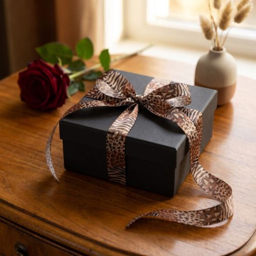 Decorative ribbon, animal print, leopard pattern, gift ribbon, 25mm wide, 20m long | Floristik24.ie