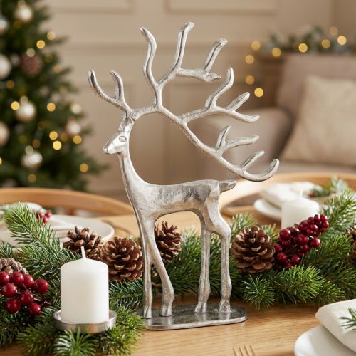 Reindeer decoration deer figure metal silver H31cm | Floristik24.ie