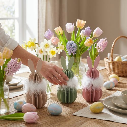 Easter Bunny Table Decoration Wooden Rabbit Colored 5.5×15cm 3 Pcs | Floristik24.ie