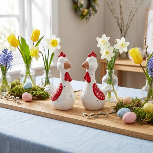 Decoration chickens Easter decoration figures 12cmx7.5cmx18.5cm 2pcs | Floristik24.ie