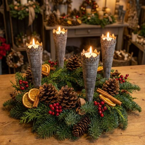 Candlestick tea light antique Ø5cm H24cm 4pcs | Floristik24.ie