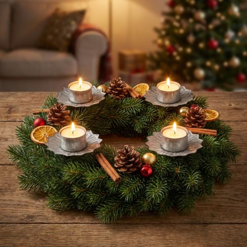 Tealight holder for sticking silver metal Ø9cm H9cm 4pcs | Floristik24.ie
