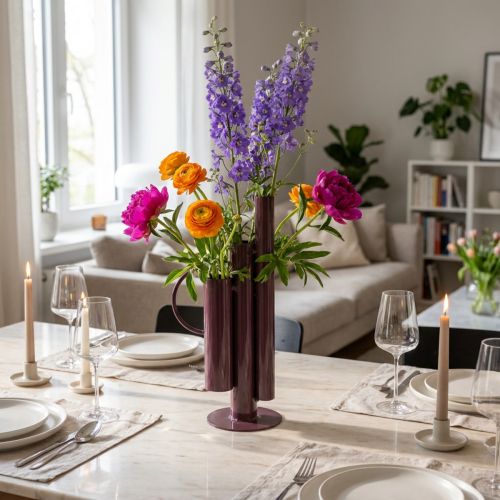 Slim, modern vase for elegant table decoration, exclusive decorative vase, striking design, 31cm | Floristik24.ie