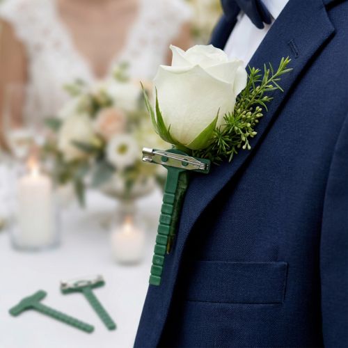Product Wedding Pin Green, Silver 2.6cm x 5cm 50 pcs