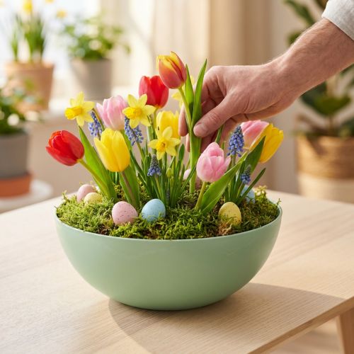 Decorative bowl green pastel plastic table decoration spring Ø20cm | Floristik24.ie