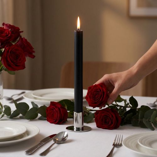 Solid-colored taper candles,