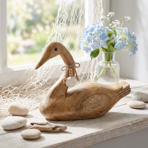 Deco duck wooden duck deco mango wood 29x8.5x21.5cm | Floristik24.ie