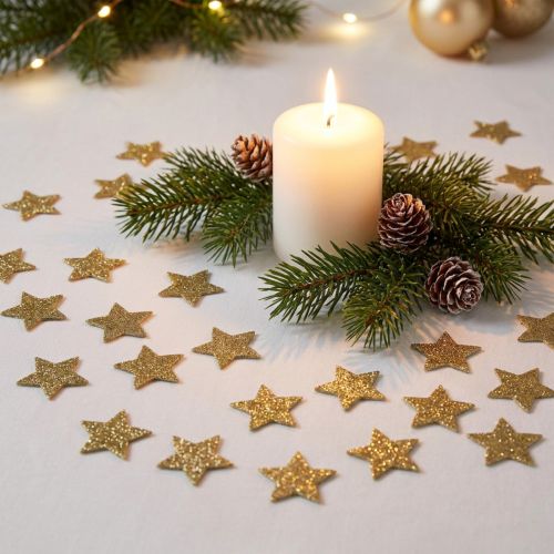 Mini glitter star gold 2.5cm 96 pcs | Floristik24.ie