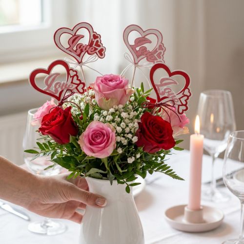 Flower plug decorative plug “Love” Valentine’s Day 25.5cm 16 pcs | Floristik24.ie
