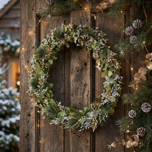Christmas wreath, dried wreath, oak, teasel, Ø45cm | Floristik24.ie