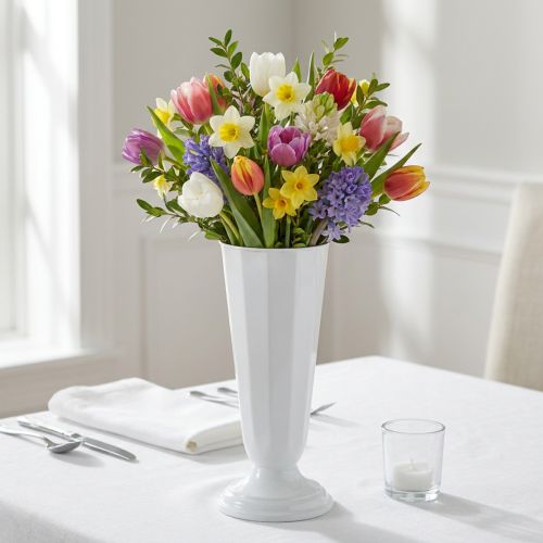 Setting vase “Szwed” white Ø13cm - 20cm, 1pc | Floristik24.ie