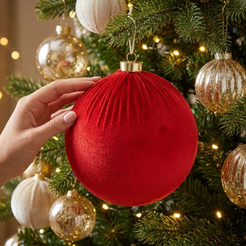 Product Large red Christmas bauble for hanging, 15cm, 3 pieces