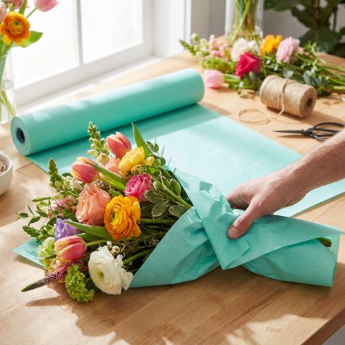 Cuff paper tissue paper flower paper turquoise 25cm 100m | Floristik24.ie