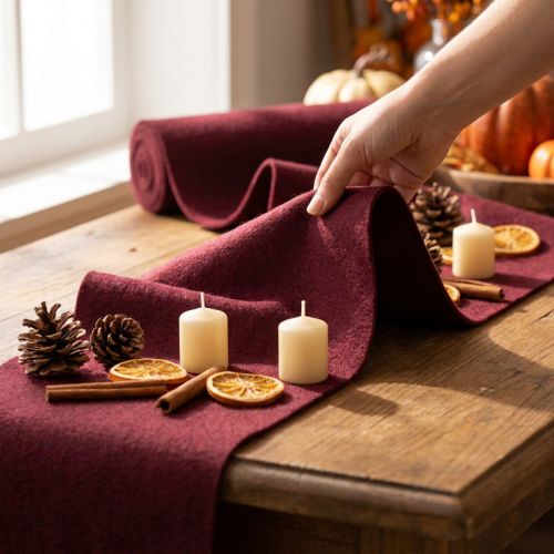 Felt wool ribbon, dark red, 15cm x 5m, for decoration and crafting | Floristik24.ie