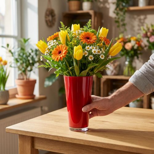 Vase “Fizzy” Ø13.5cm H20cm Red 1 pc | Floristik24.ie