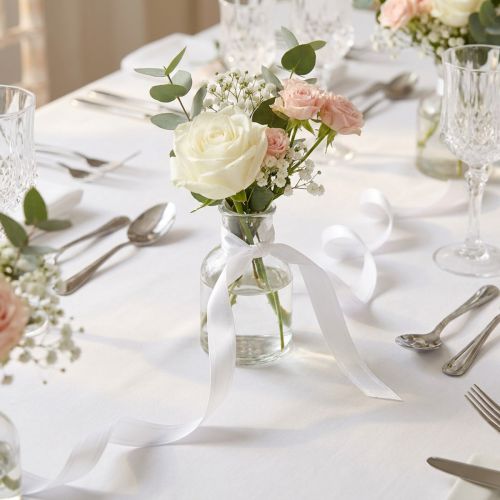 Decorative taffeta ribbon, white, 10mm wide, 50m long | Floristik24.ie