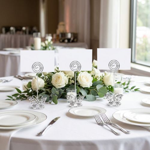 Product Place card holder butterfly 3.5cm silver 6pcs