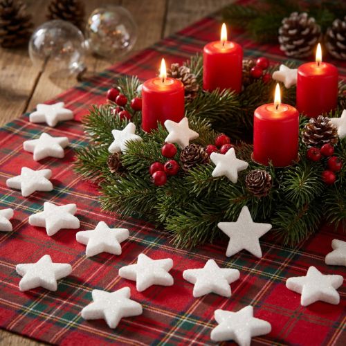 Decoration Stars White Glitter Scatter Decoration Christmas 4/5cm 36 pcs | Floristik24.ie