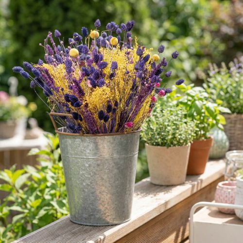 Planter with handles, metal vessel for planting, plant pot silver, brown Ø24cm H32.5cm | Floristik24.ie