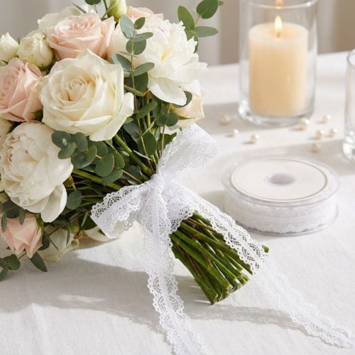 Lace ribbon white 26mm 20m | Floristik24.ie