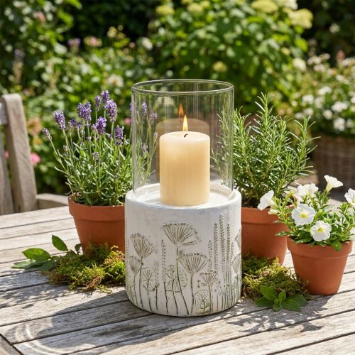 Candlestick lantern glass with base Ø17cm H32cm | Floristik24.ie