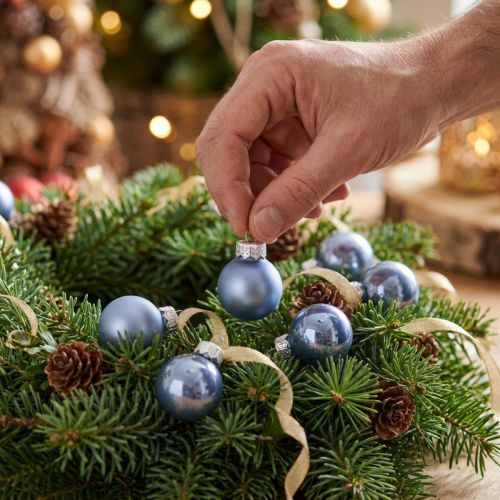 Mini Christmas Balls Glass Blue Matt/Shiny Ø2cm 44 pcs | Floristik24.ie