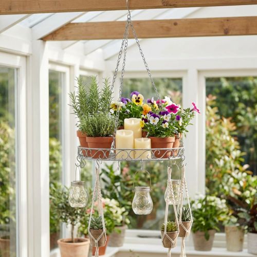 Decorative tray with hooks gray Ø44.5cm | Floristik24.ie