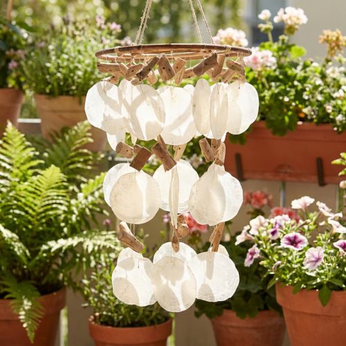 Wind chime Capiz shell decoration Ø30cm H80cm | Floristik24.ie