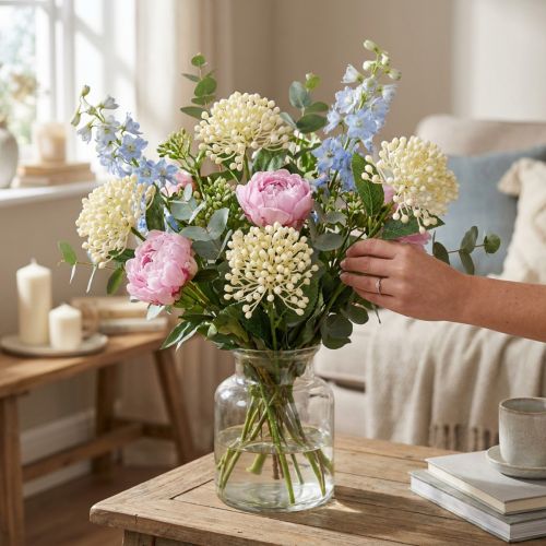 Hydrangea bud branch 55cm cream 6pcs | Floristik24.ie