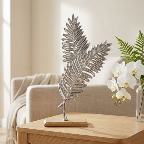 Table decoration metal decoration fern silver wood H54cm W37cm | Floristik24.ie