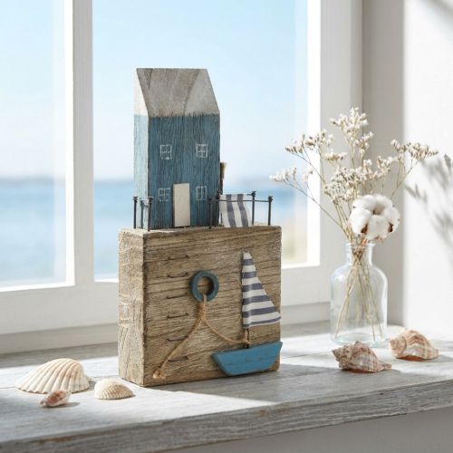 Maritime wooden decoration harbor promenade Shabby Chic H25.5cm | Floristik24.ie