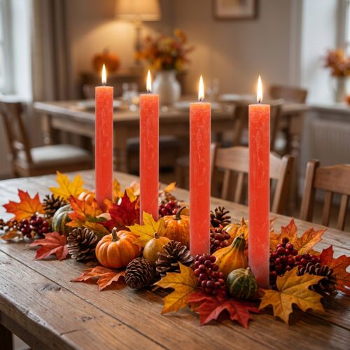 Solid orange taper candles, 34mm x 300mm, 4 pieces | Floristik24.ie