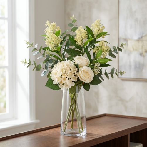 Artificial Flowers Cream Skimmia japonica Skimmie 45cm 2pcs | Floristik24.ie