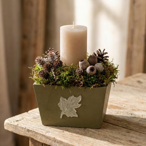 Wooden planter box, shabby chic style, green, 11×14.5×14cm | Floristik24.ie
