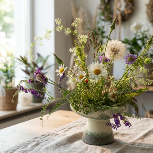 Decorative bowl ceramic bowl cream grey green Ø20cm H16cm | Floristik24.ie