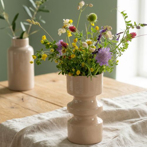 Metal flower vase cappuccino brown enamel Ø9cm H17.5cm | Floristik24.ie