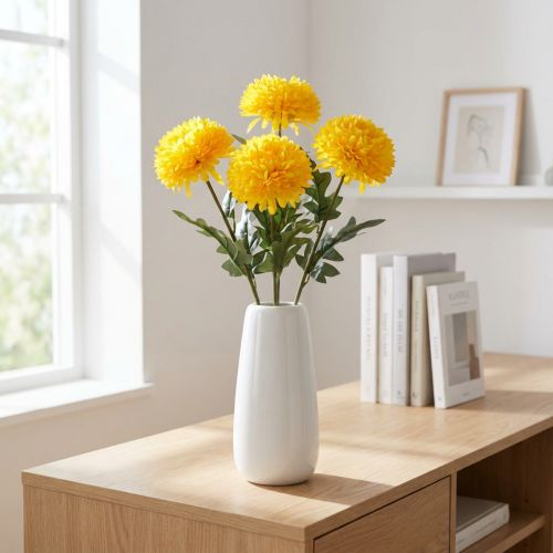 Dahlia Artificial Decoration Flowers Yellow Blossom L64cm 3 pcs | Floristik24.ie