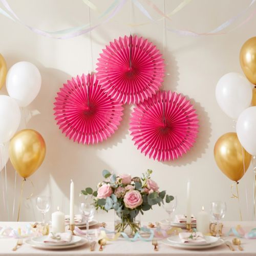 Party decoration honeycomb paper flower pink Ø40cm 4pcs | Floristik24.ie