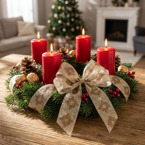 Product Decorative ribbon with stars, gift ribbon with dimensionally stable edge, 40mm wide, 20m long